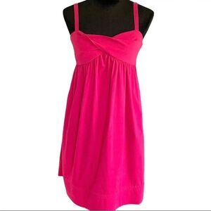 BANANA REPUBLIC | Pink Twist Front Pleated Cotton Blend Swing Dress Pockets | 8